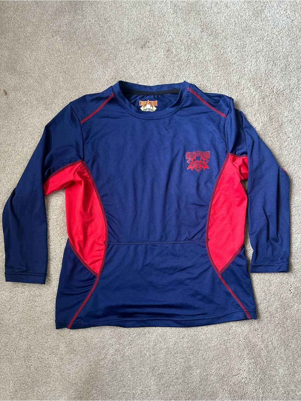 Kids Navy and Red Long Sleeve authentic Cooperstown top size S